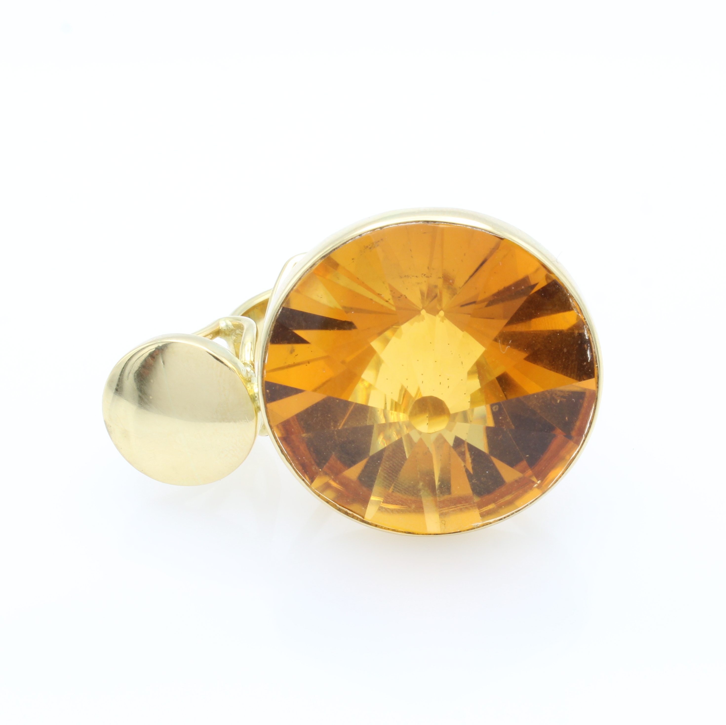 Image 27144663 - Ring mit Citrin, GG 750/000, Citrin nach oben spitz zulaufend ca. 62.7 ct, runde ...