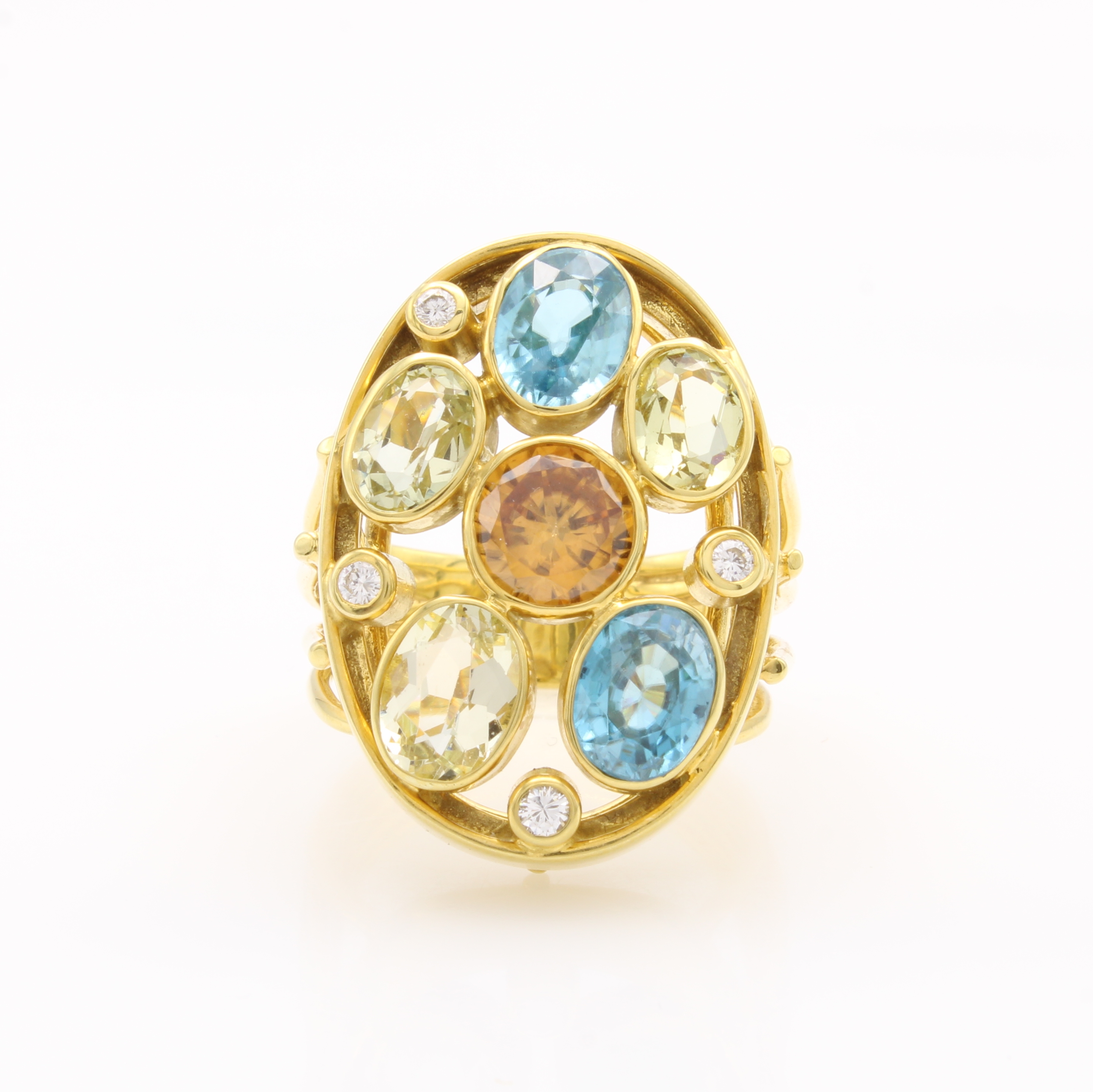Image 27144814 - Ring mit Zirkonen und Brillanten, GG 585/000, Schiene z.T. 5 reihig, Zirkone in versch. ...