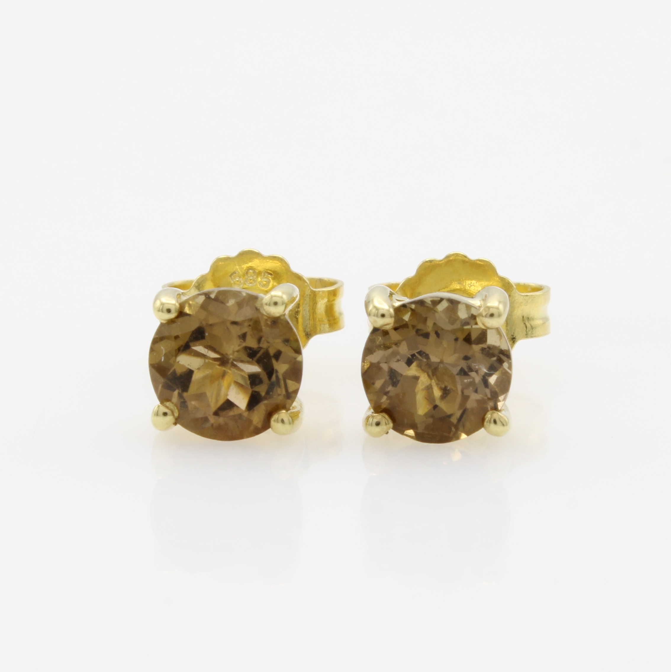 Image 27144816 - Paar Ohrstecker mit Turmalinen, GG 585/000, 2 cognacfarb. Turmaline zus. ca. 1.8 ct, ...
