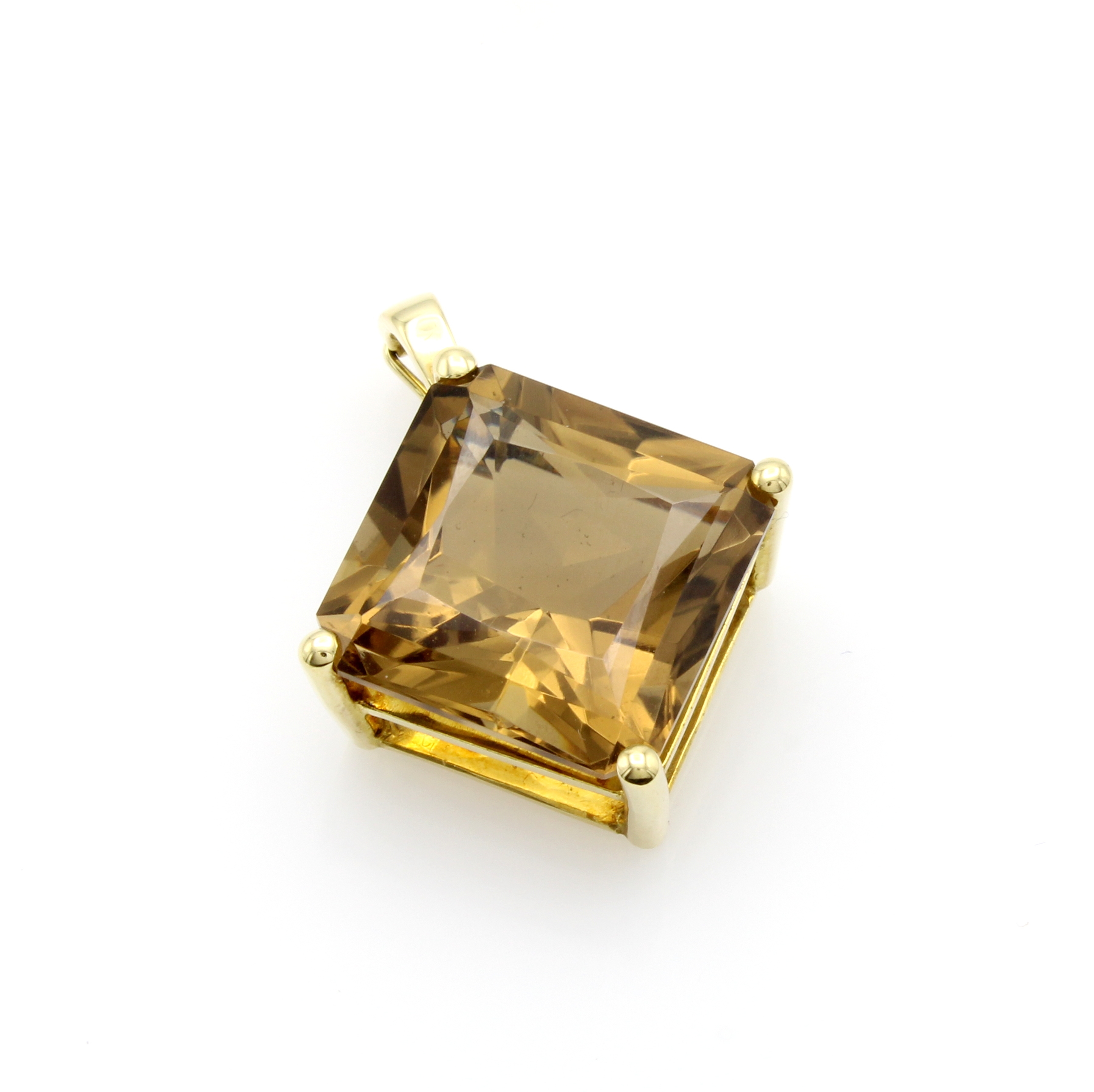 Image 27144819 - Clipanhänger mit Rauchquarz, GG 585/000, Quarzcarrée in Krappenfassung ca. 33 ct ...