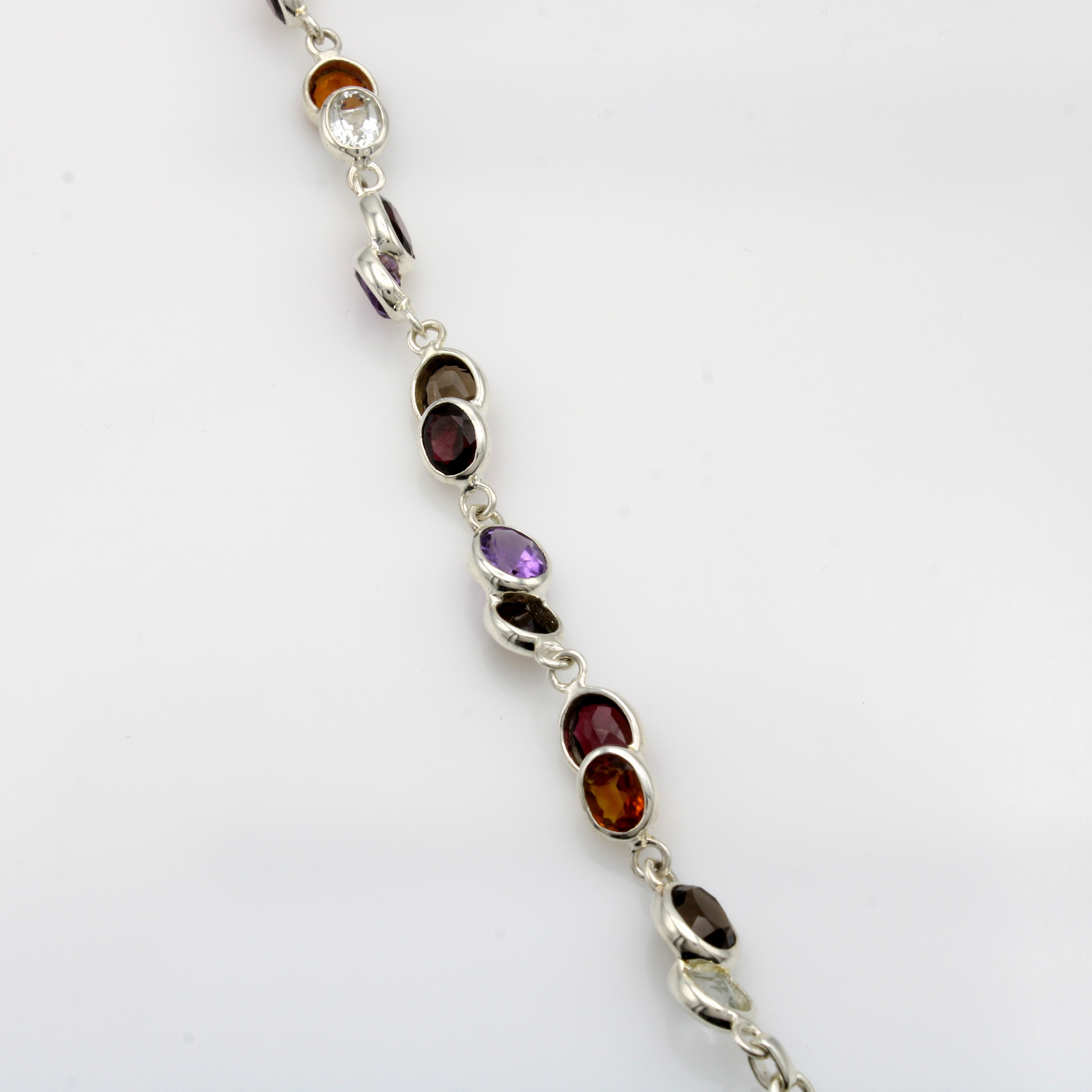 Image 27144842 - Armband mit Farbsteinen, 925er Silber, Amethyste, Citrine, Rauchquarze und Rhodolithe ...