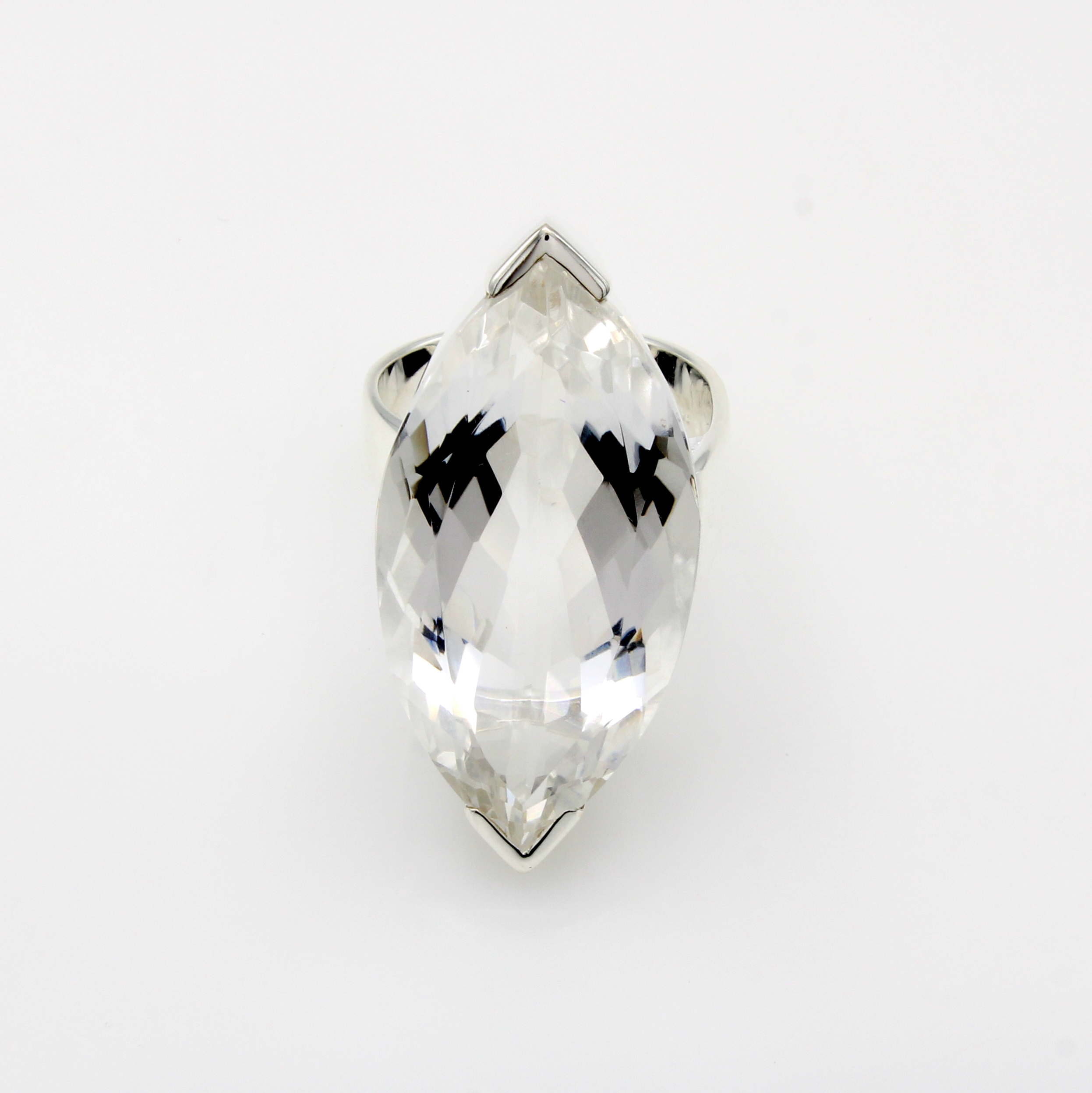 Image 27144856 - Ring mit Bergkristall, 925er Silber, z.T. matt., navettef. Bergkristall, RW ca. 57