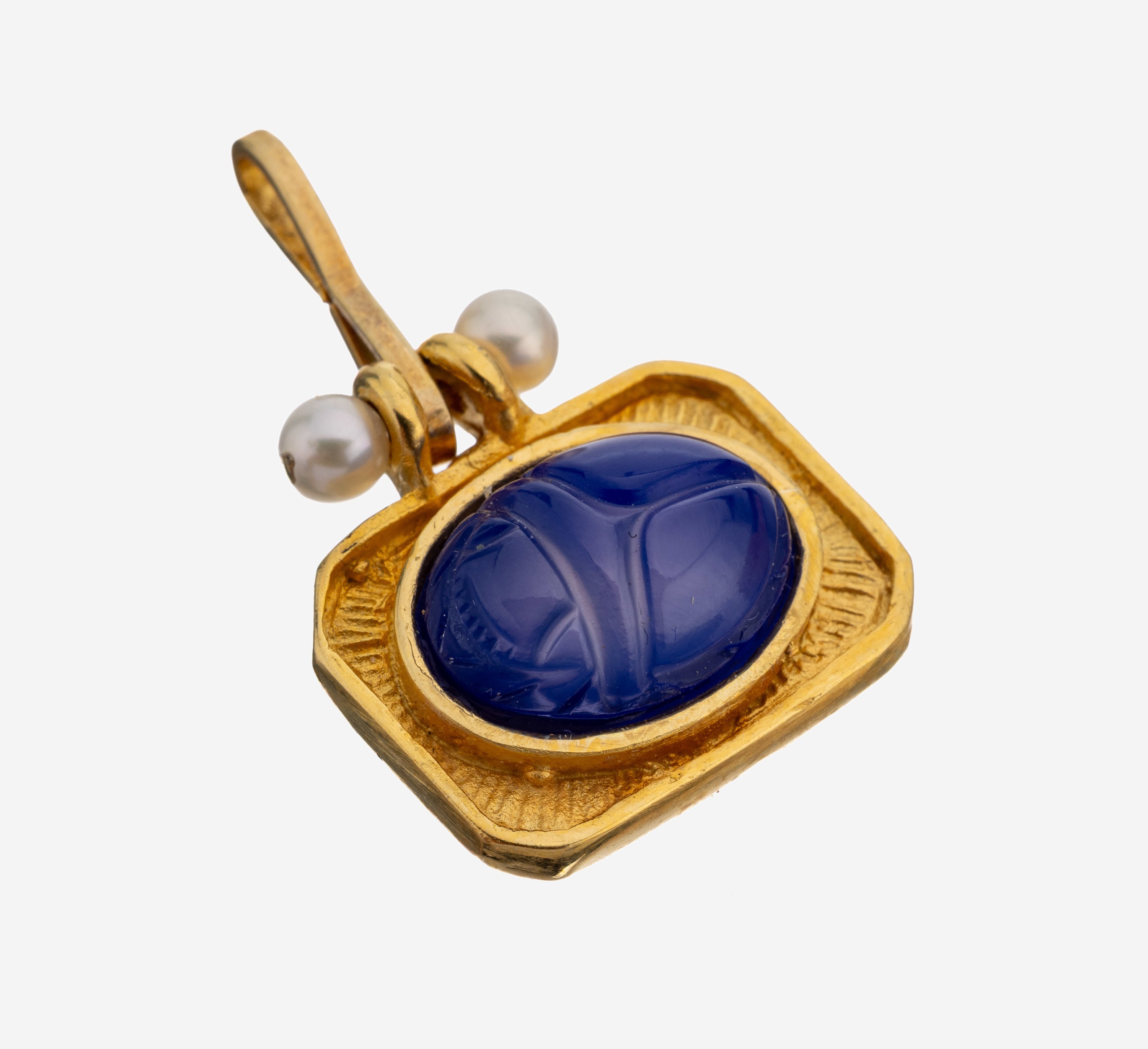 Image 27144934 - Lapislazuli-Perl-Anhänger, Silber verg., Lapislazuli in Form Skarabäus fein grav., ...