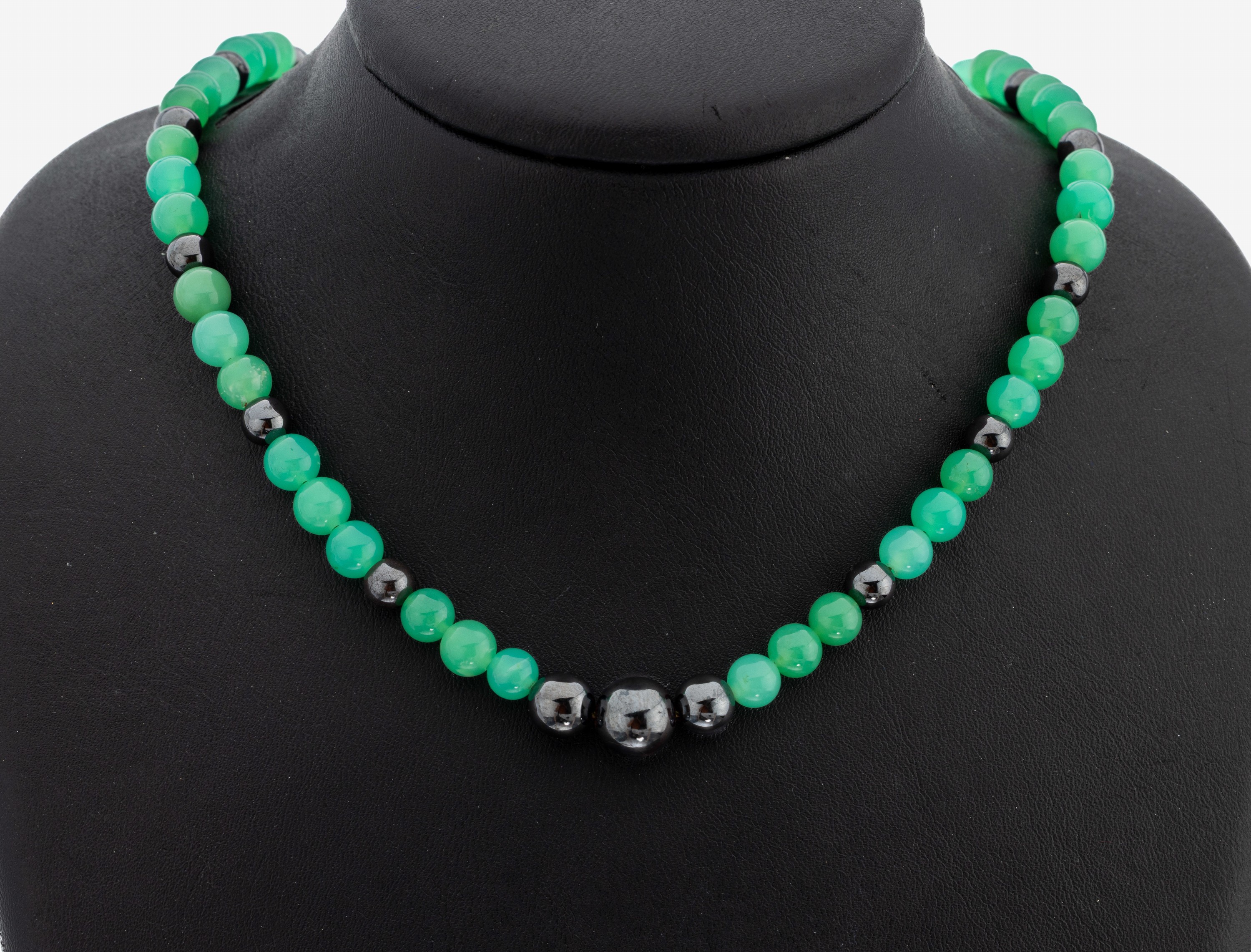Image 27144937 - Chrysopras-Hämatit-Collier, Chrysopraskugeln, D. ca. 7.3 mm, HämatitkugelnD. ca. ...