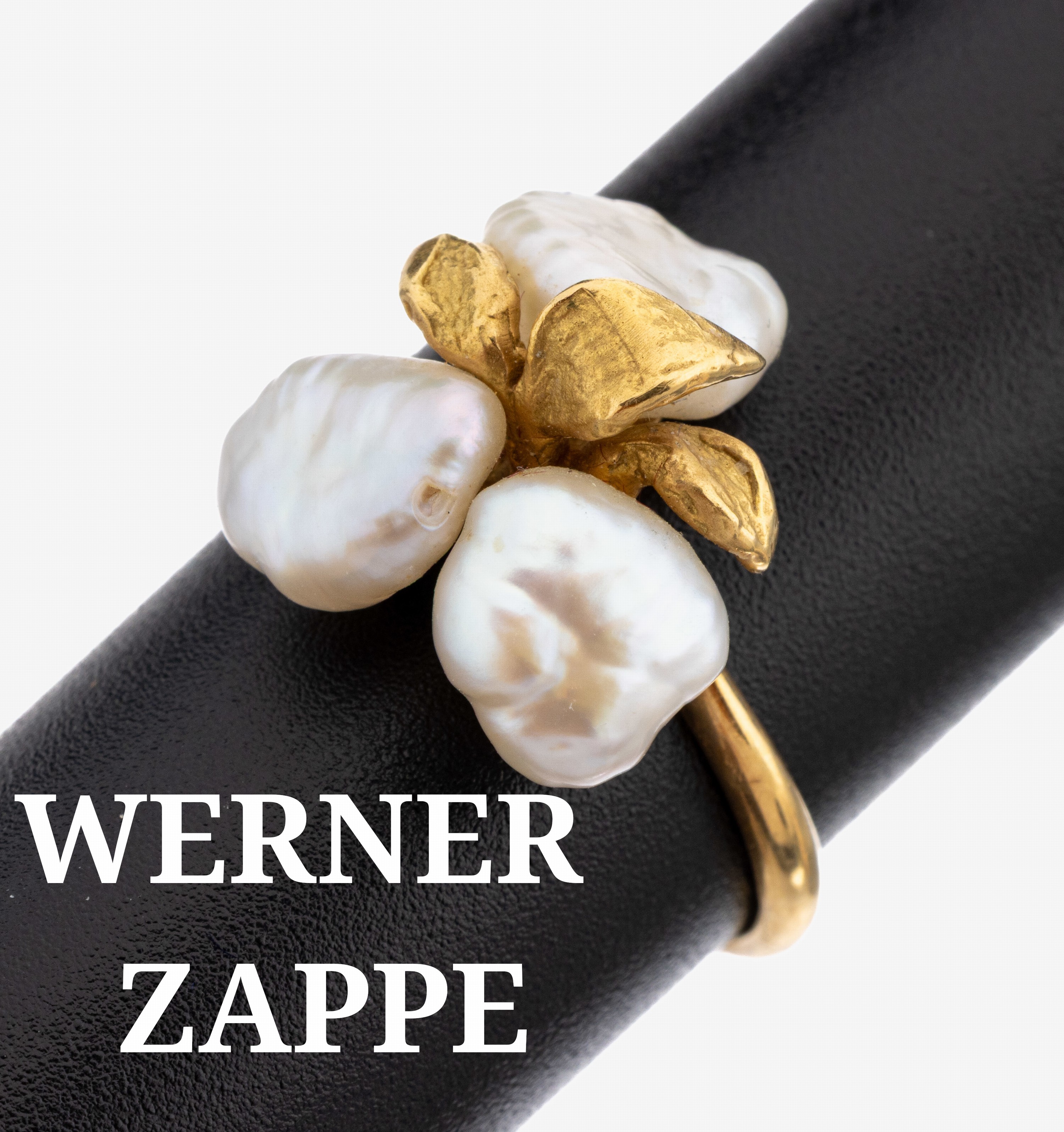 Image 27144943 - 18 kt Gold WERNER ZAPPE Perl-Ring, GG 750/000, 3 barocke Süßwasserzuchtperlen, RW 54, ...