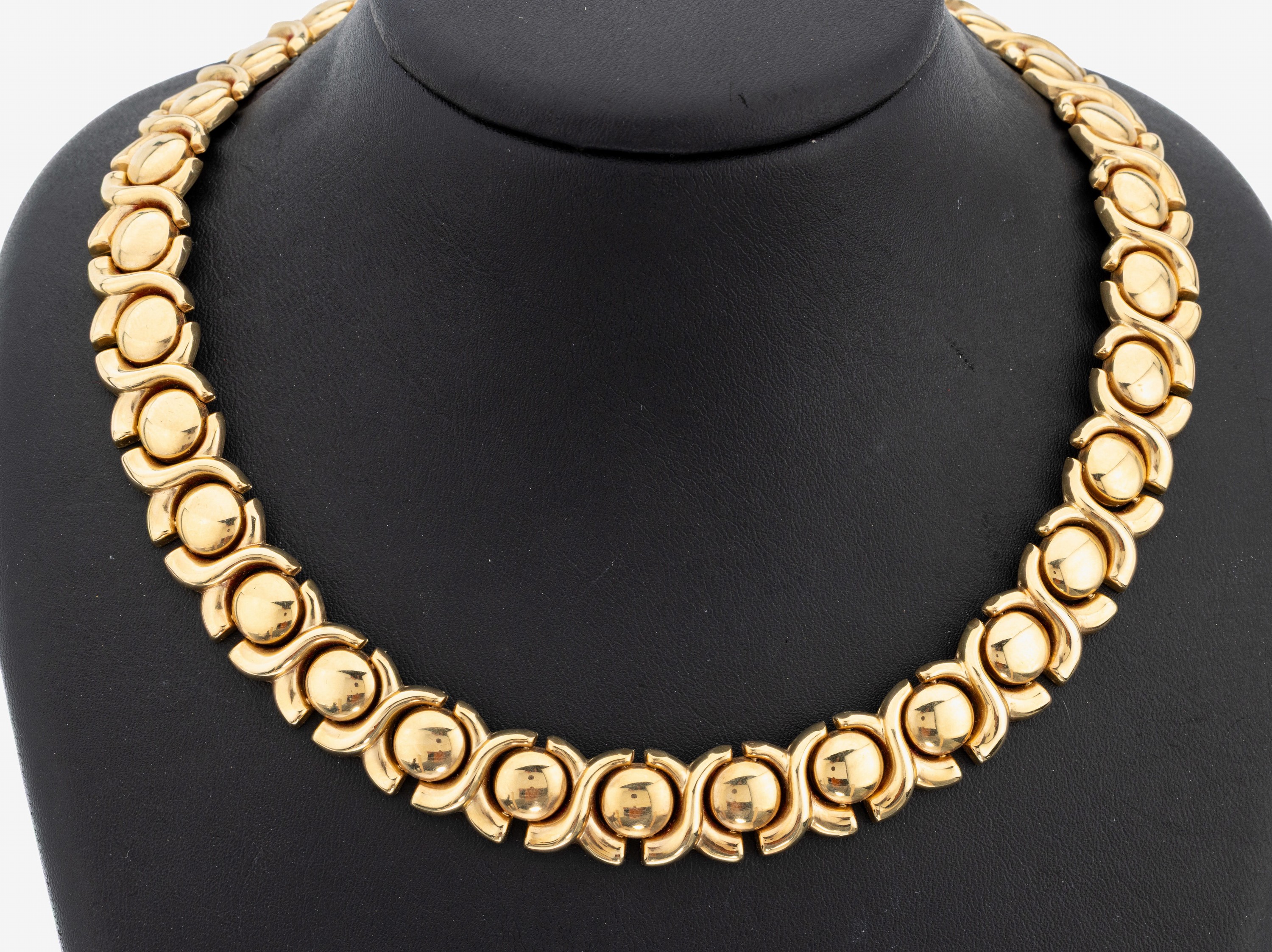 Image 27144946 - 14 kt gold necklace , YG 585/000, geometric links, diam. approx. 12 cm (l.approx. 41 ...