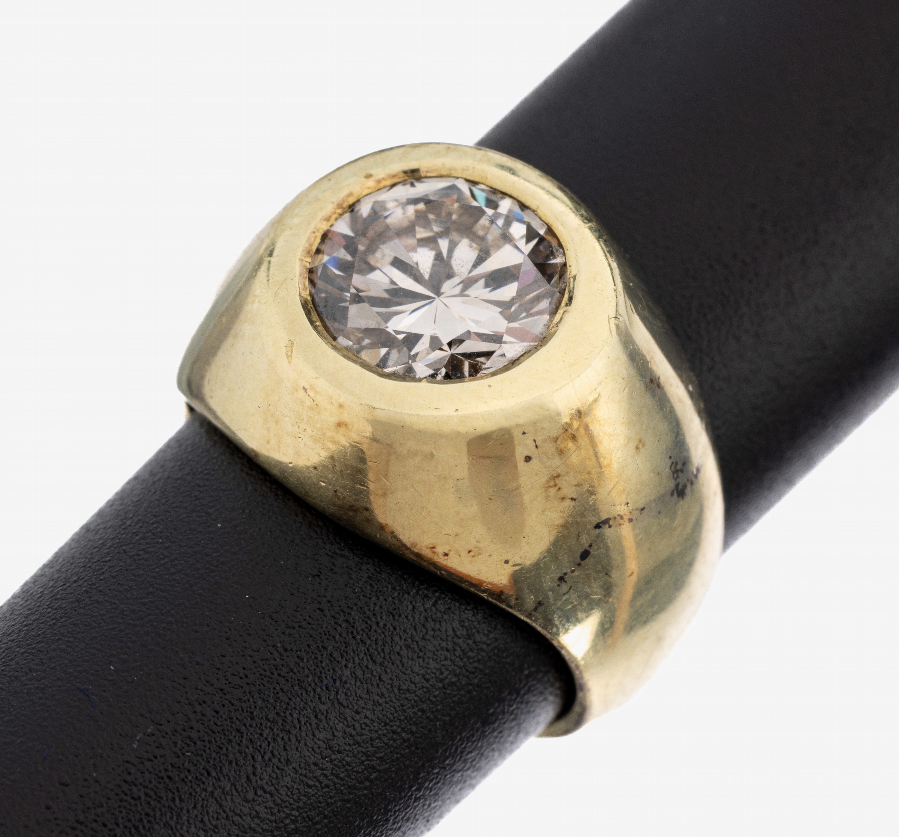 Image 27144995 - 14 kt Gold Brillant-Ring, GG 585/000, schwere qualitätvolle Verarbeitung, Brillant ca. ...