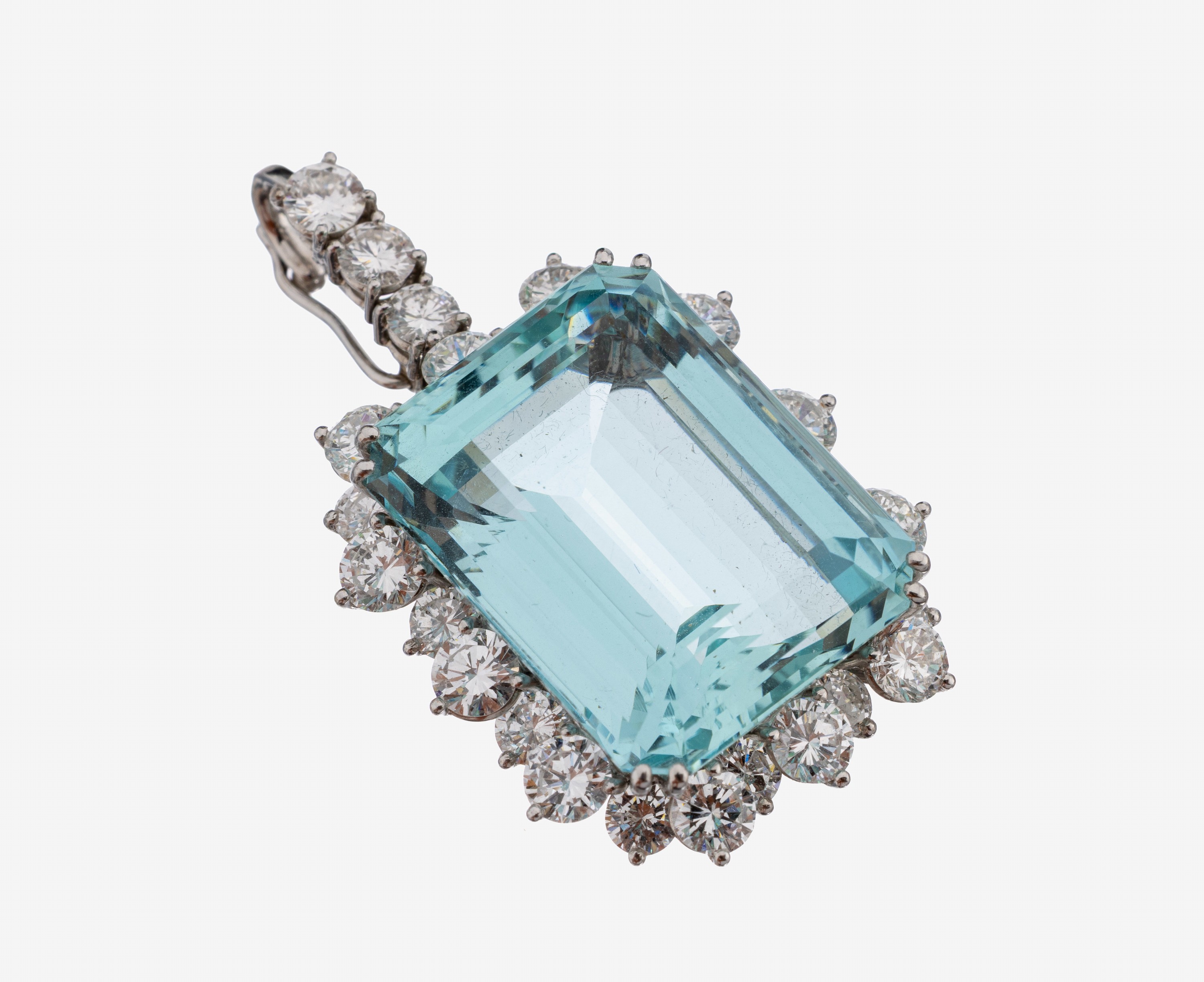 Image 27145026 - 18 kt Gold Aquamarin-Brillant-Clipanhänger, WG 750/000 gepr., Aquamarin im ...