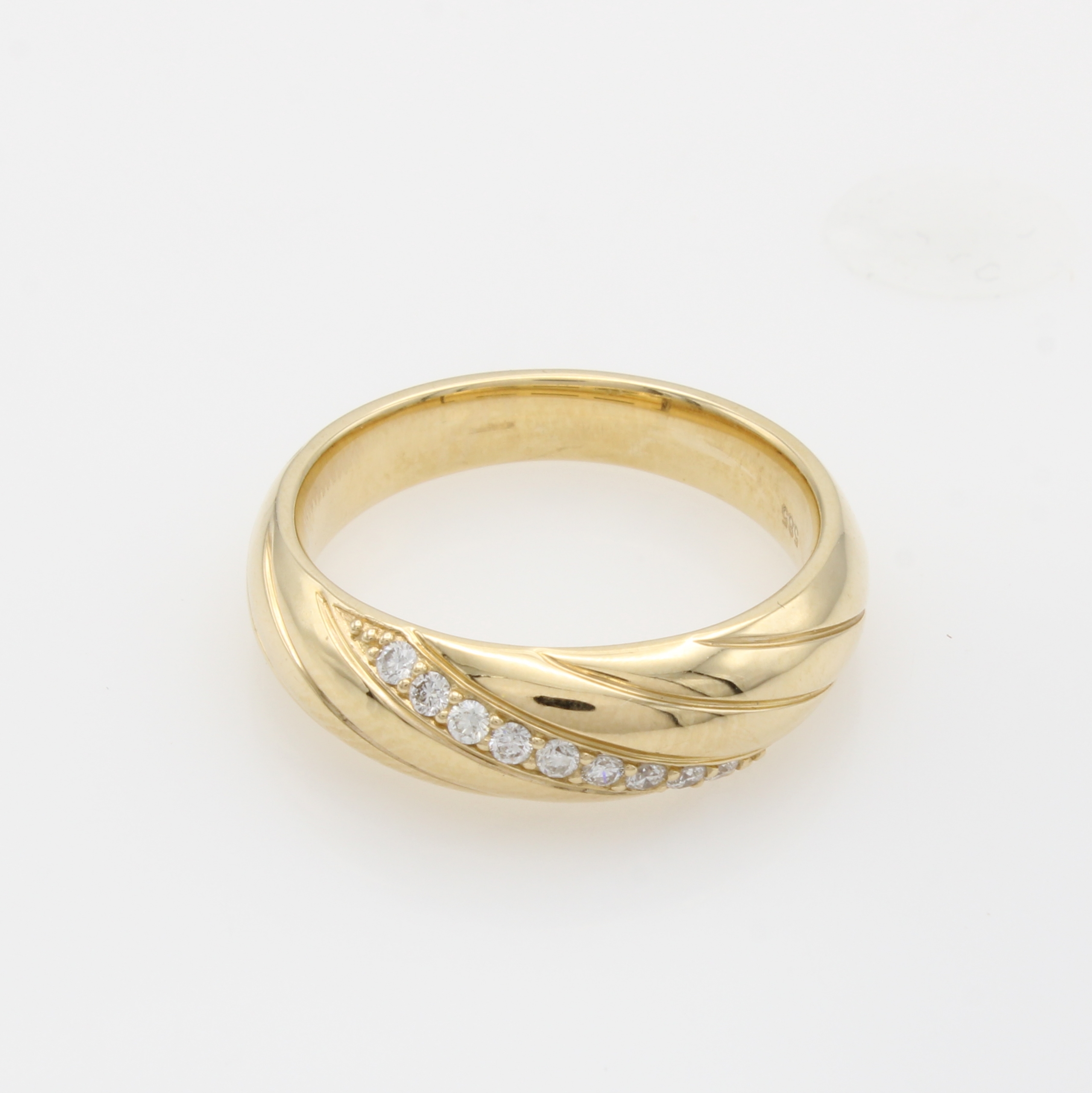 Image 27145250 - Ring mit Brillanten, GG 585/000, Brill. in einer Reihe gef. zus. ca. 0.13 ct Weiß/si, ...