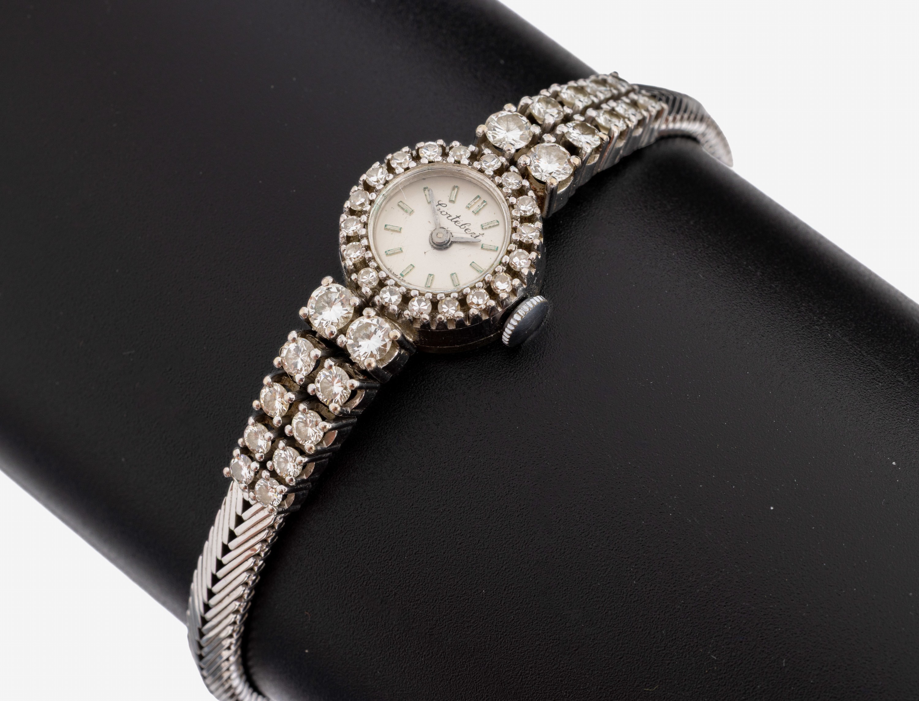 Image 27145406 - 18 kt Gold CORTEBERT Diamant-Damenschmuckuhr, 1970er Jahre, WG 750/000, 20 Brillanten ...