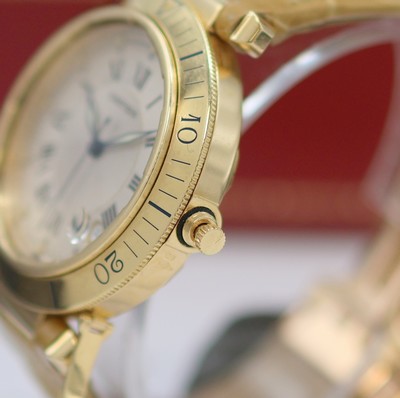 27145404f - CARTIER Pasha Armbanduhr in GG 750/000 Referenz 1021, Automatik, Boden 8-fach verschr., ...