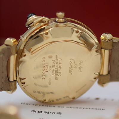 27145404h - CARTIER Pasha Armbanduhr in GG 750/000 Referenz 1021, Automatik, Boden 8-fach verschr., ...