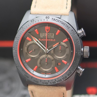 27145461a - TUDOR Fastrider Black Shield Herrenchronograph Referenz 42000CR, Automatik, Keramikgeh. ...