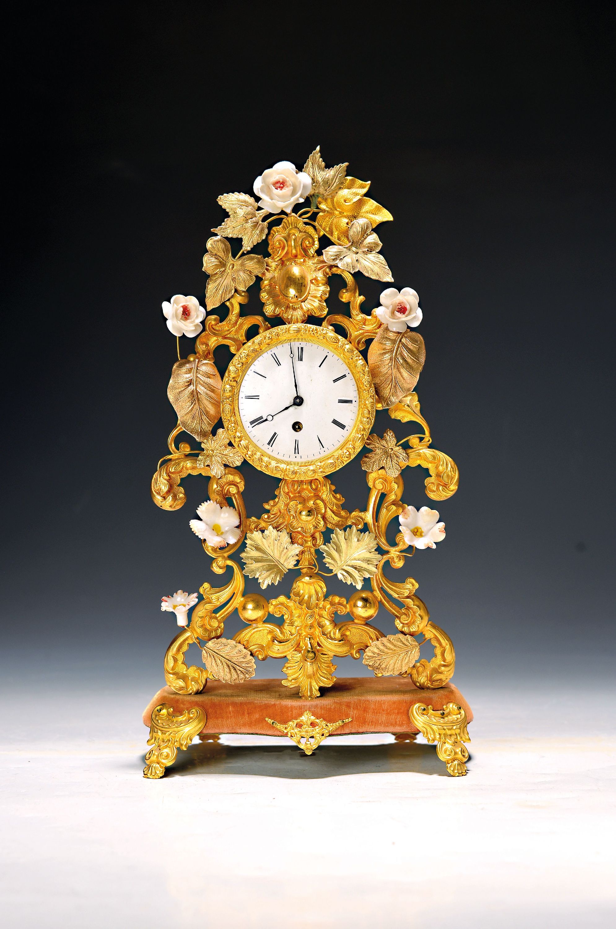 Image 27145710 - Table clock Lambert Paris, France, around 1900, with built-in verge clockwork, velvet- ...