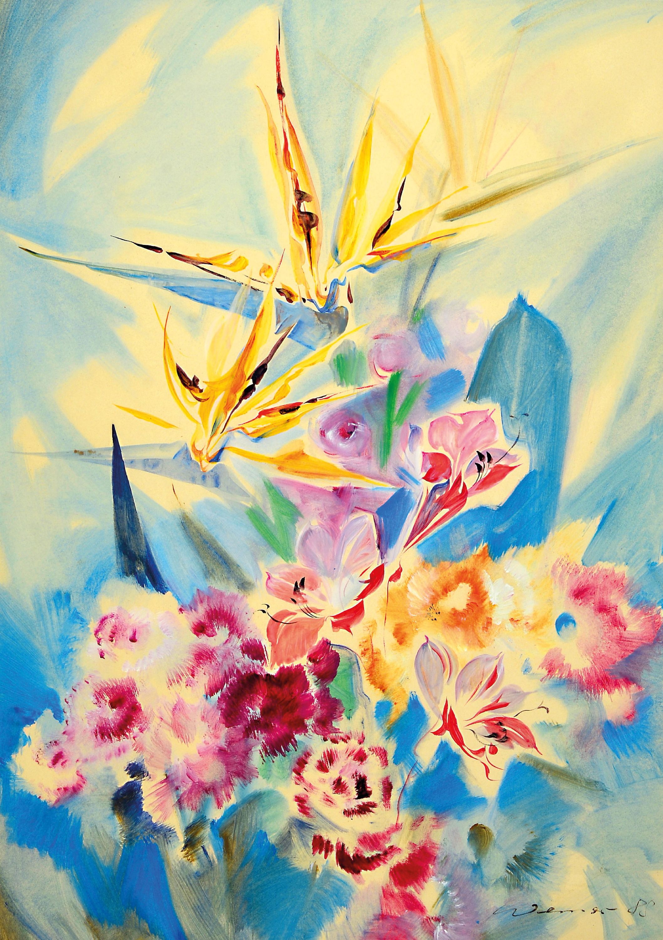 Image 27145900 - Heinz Werner, 1928 Coswig-2019, Aquarell, Blumenstillleben, signiert und datiert 1988, ...