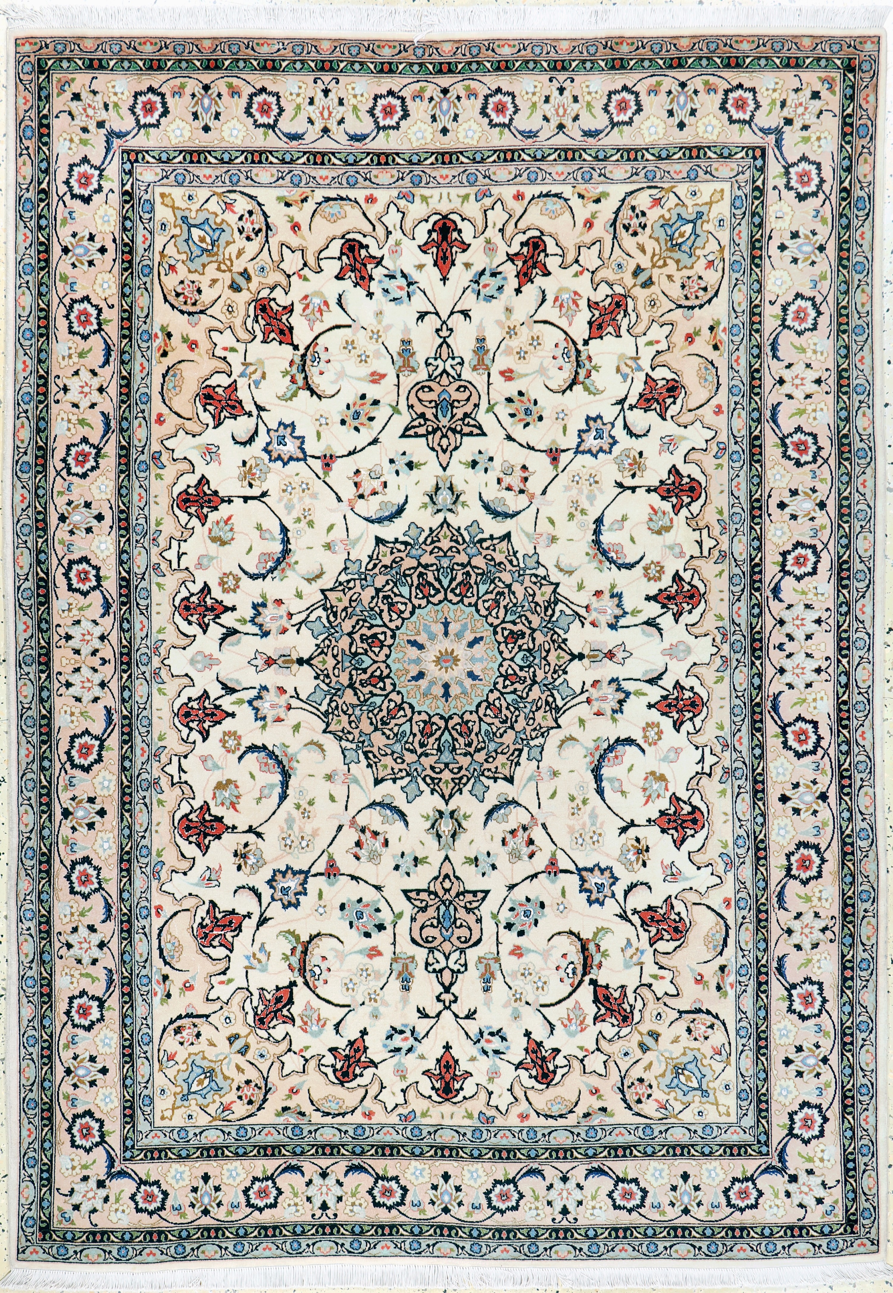 Image 27145913 - Täbriz fein(50 Raj), Persien, Mitte 20.Jhd,Korkwolle mit Seide, ca. 220 x 155 cm, ca. ...