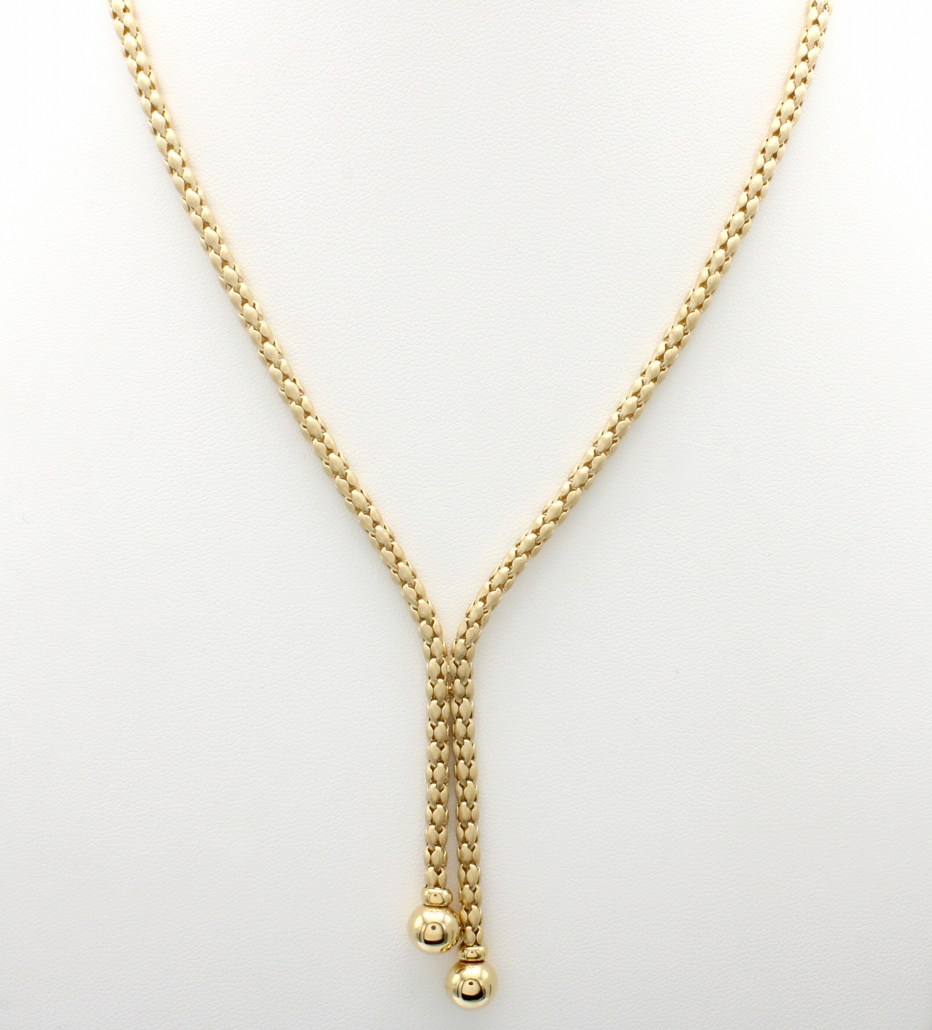 Image 27145956 - Y-Collier, GG 585/000, feinsatiniert, 2 Kugeln als Enden, Karabinerschl., L. ca. 44 cm