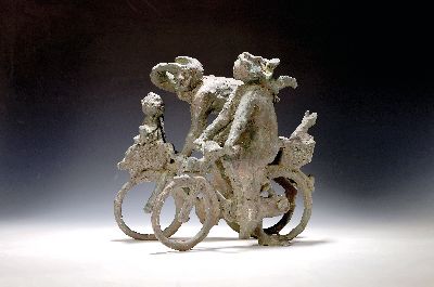 27145907k - Georg Günther Zeuner, 1923 Dresden- 2011 Speyer, Bronzeskulptur, Radfahrer, radfahrende ...