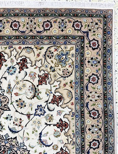27145913e - Täbriz fein(50 Raj), Persien, Mitte 20.Jhd,Korkwolle mit Seide, ca. 220 x 155 cm, ca. ...