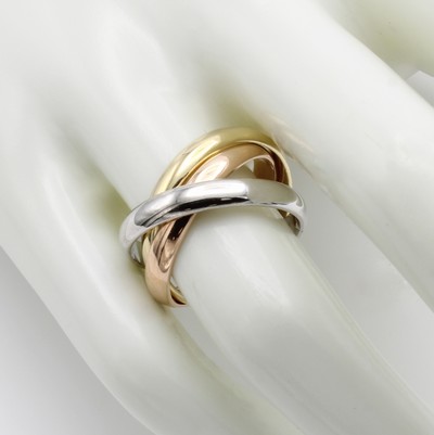 Image Ring, GG/WG/RG 585/000, 3 ineinander verschlungene Ringe, RW ca. 56