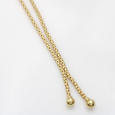 27145956a - Y-Collier, GG 585/000, feinsatiniert, 2 Kugeln als Enden, Karabinerschl., L. ca. 44 cm