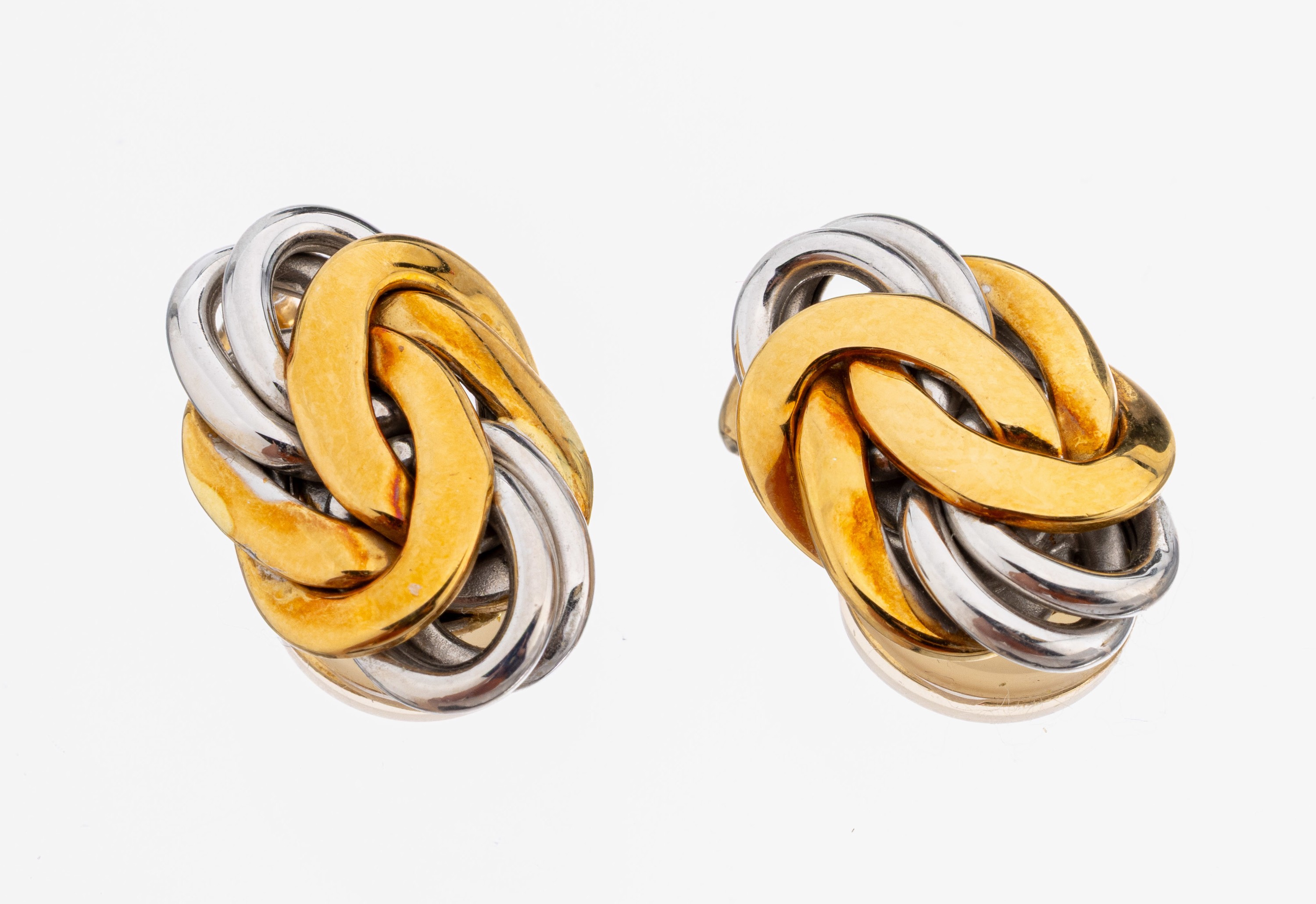 Image 27146099 - Pair of 18 kt gold ear clips , YG/WG 585/000, styl. knot shape, l. approx. 1.9 cm, ...