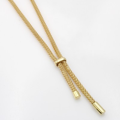 27146003a - Y-Collier, GG 585/000, im Himbeermuster, Karabinerschl., L. ca. 45.5 cm