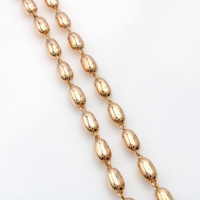 27146034a - Collier, RG 585/000, olivenförm. Elemente, Karabinerschl., L. ca. 45 cm