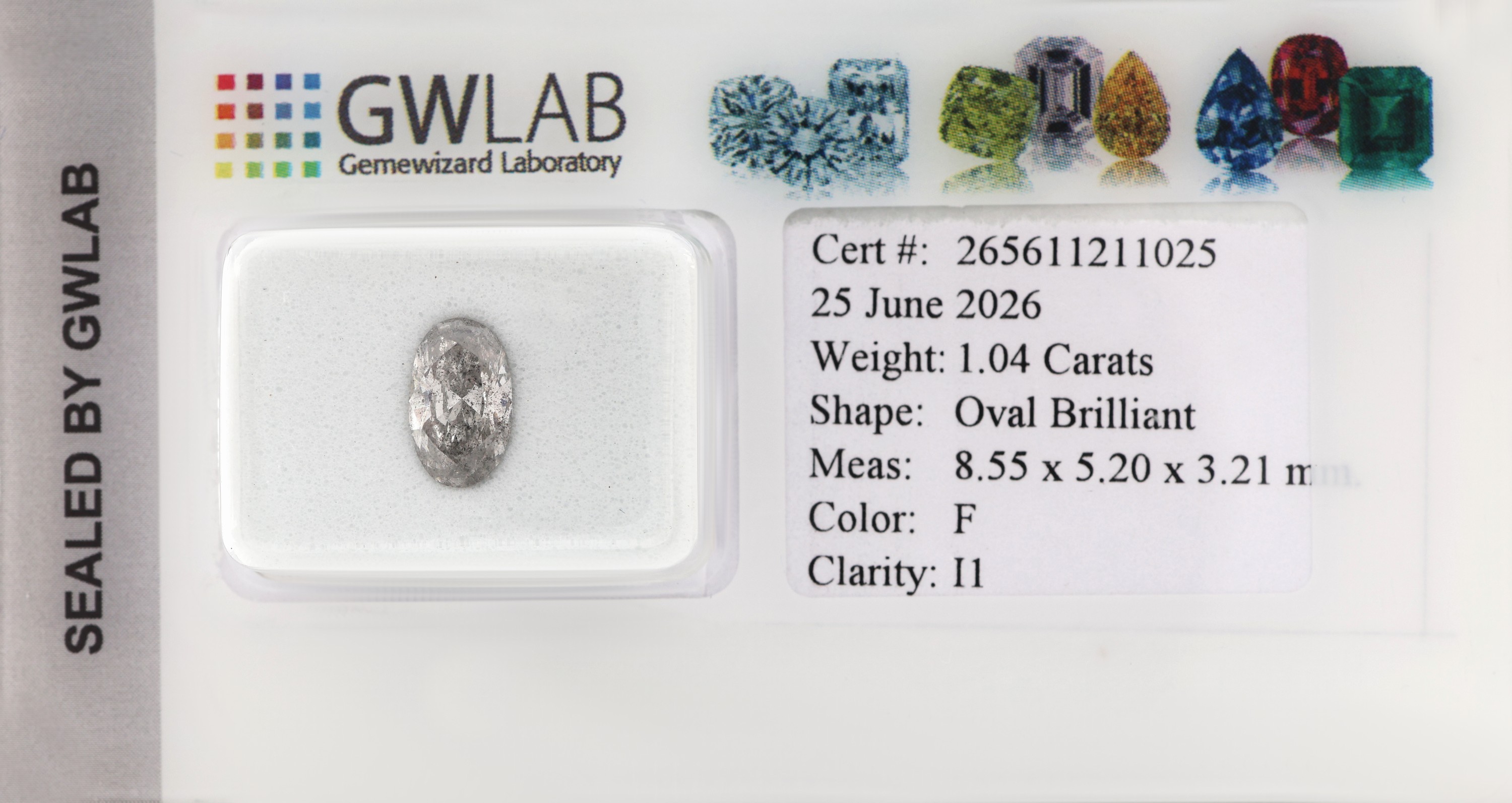 Image 27146310 - Loser ovalfacett. Diamant, 1.04 ct Weiß/p, 8.55 x 5.20 c 3.21 mm, Fluoreszenz faint, ...
