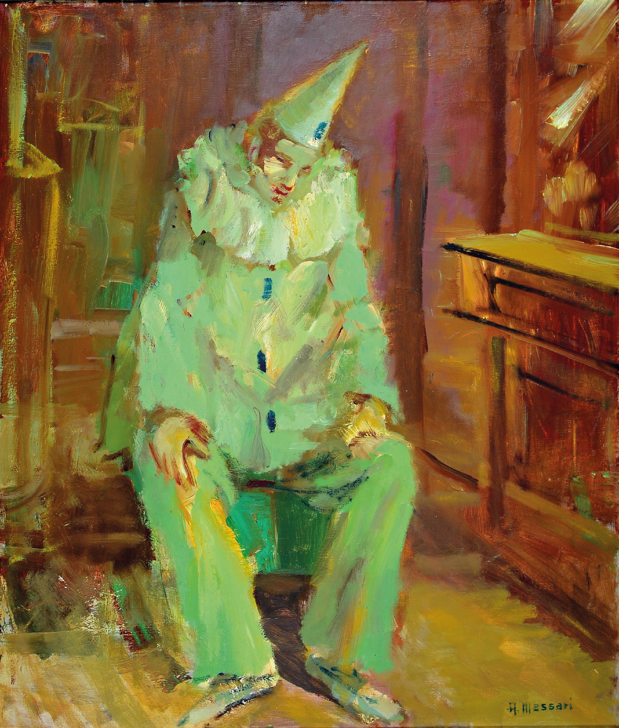 Image 27146345 - Aldo Massari, 1927-2000, Bajazzo, Öl/Lwd, rechts unten signiert, ca. 70x60cm, R. ca. ...