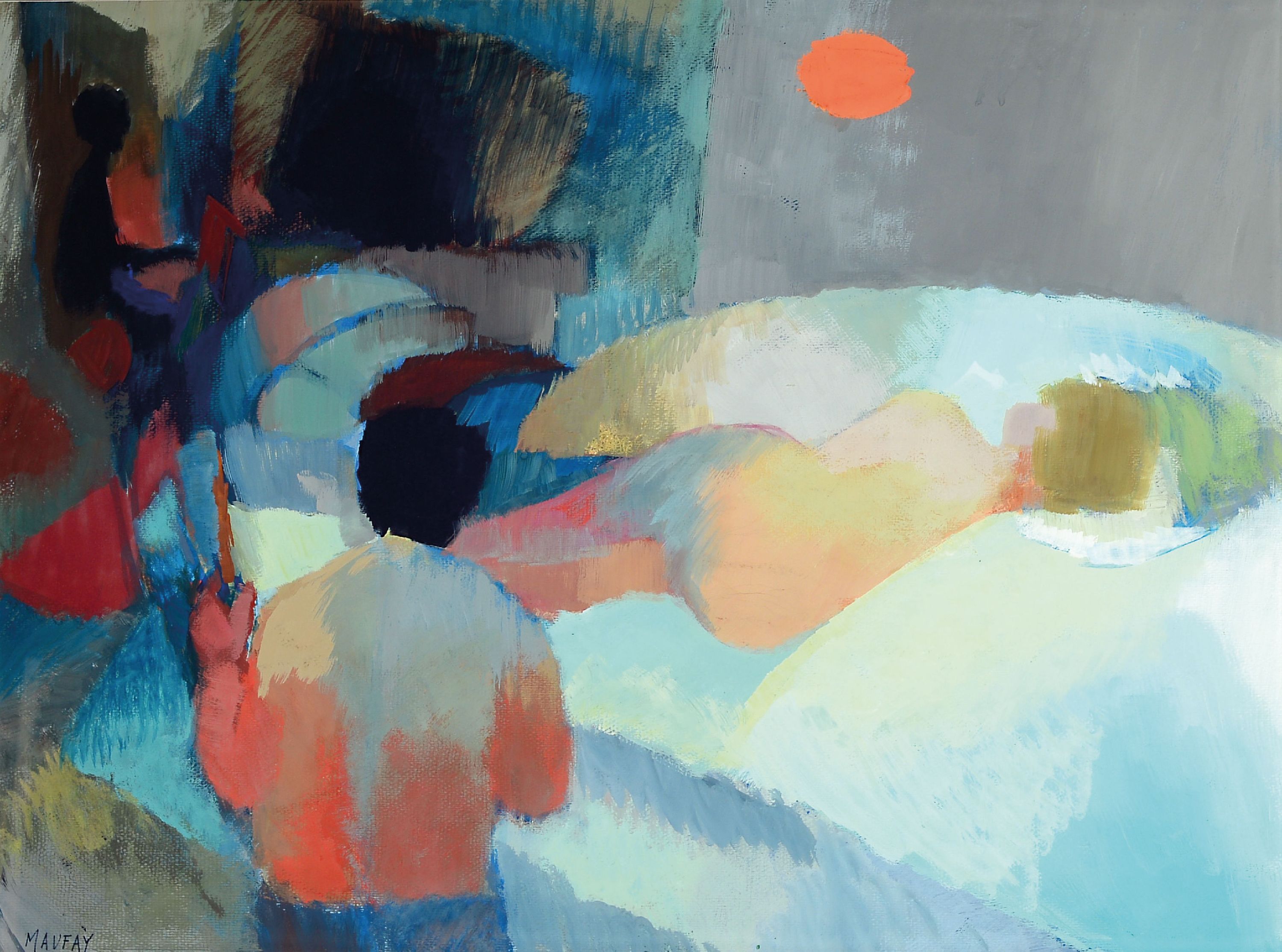 Image 27146355 - Jean Maufay, 1927 Paris-2016 Sainte-Adresse, Liegende, Gouache auf Papier, links unten ...