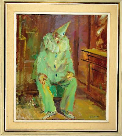 27146345k - Aldo Massari, 1927-2000, Bajazzo, Öl/Lwd, rechts unten signiert, ca. 70x60cm, R. ca. ...
