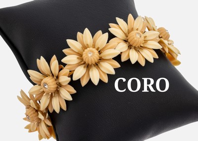 Image CORO Armband, USA 1950er Jahre, Metall verg., Blüten flexibel aus Thermoset- ...