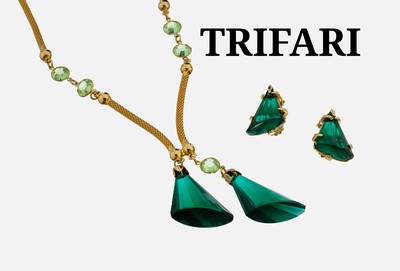 Image TRIFARI Schmuckset, USA 1950er Jahre, Metall verg., sign., best. aus: Collier, ...
