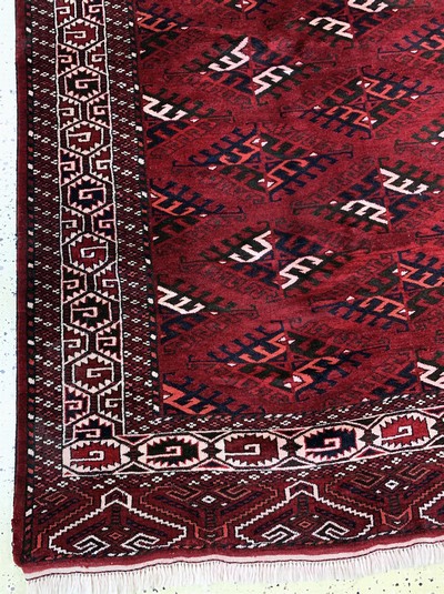 27146406b - Yomud alt, Turkmenistan, Mitte 20.Jhd, Wolle auf Wolle, ca. 336 x 215 cm, EHZ: 2 ...