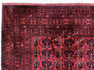 27146595f - Khalmmohamadi fine, Afghanistan, late 20th century, corkwool on wool, approx. 282 x 205 ...
