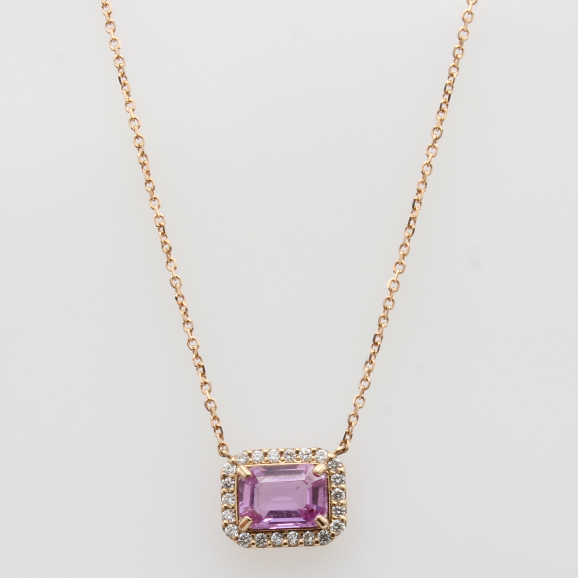 Image 27146638 - Collier mit Saphir und Brillanten, RoséG 750/000, pinkfarb. Saphir im Oktagonalschliff ...