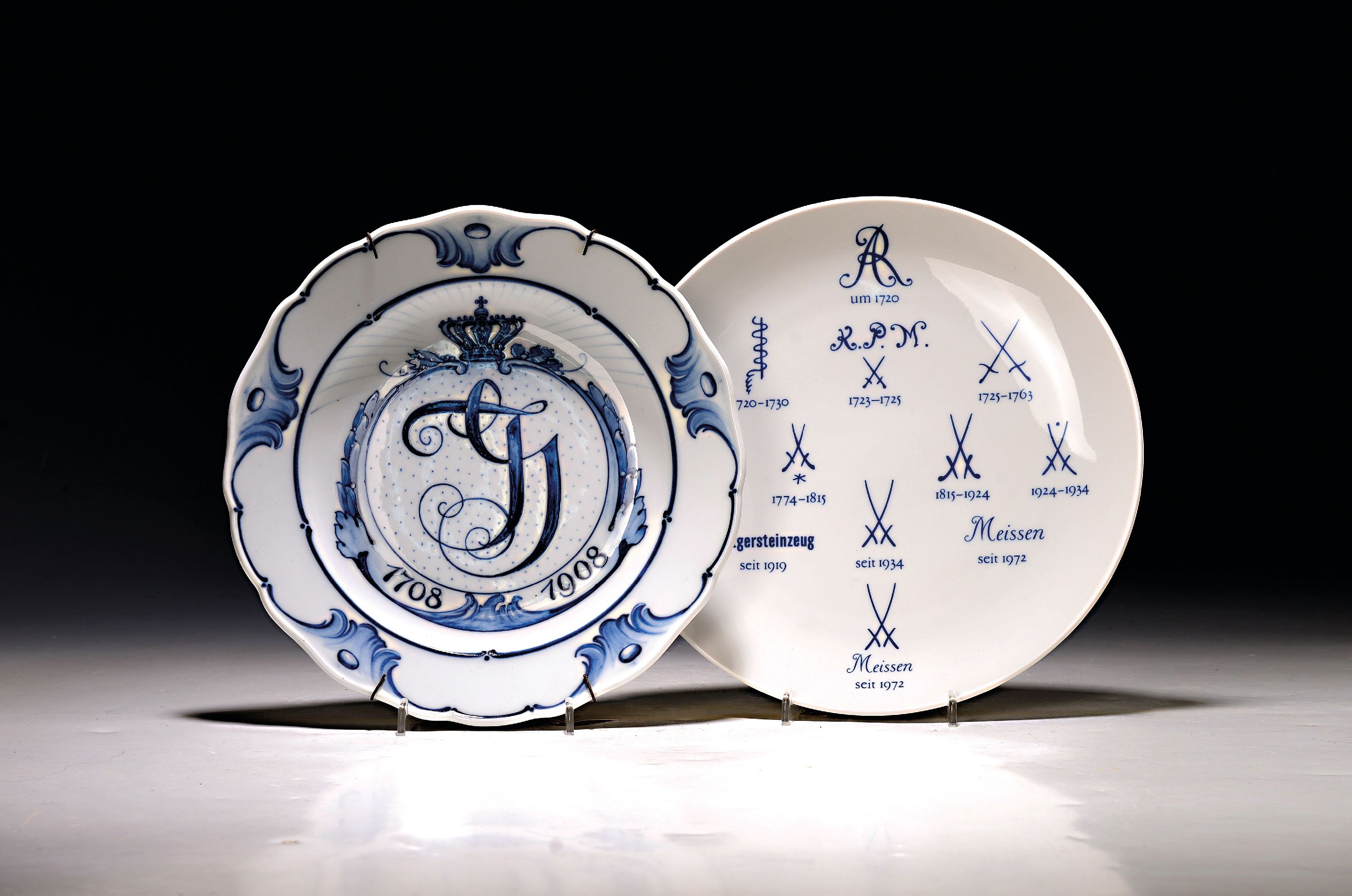 Image 27146656 - 2 Andenkenteller, Meissen, 1. Wahl, 1x mit den Porzellanmarken von 1720 bis 1972, ...