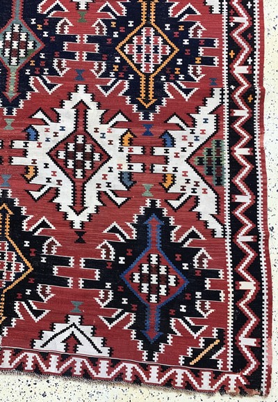27146633a - Kuba-Schirwan Kelim antik, Kaukasus, 19.Jhd, Wolle auf Wolle, ca. 327 x 192 cm, EHZ: ...