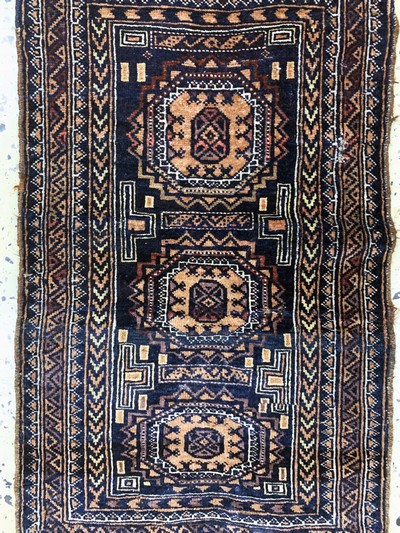 27146732d - 3 Lots Belutsch, Persien, Anfang 20.Jhd, Wolle auf Wolle, ca. 113 x 91 cm & ca. 73 x 45 ...