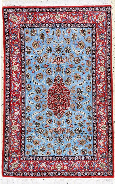 Image Isfahan fine, Persia, late 20th century, cork wool with and on silk, approx. 173 x 110 ...