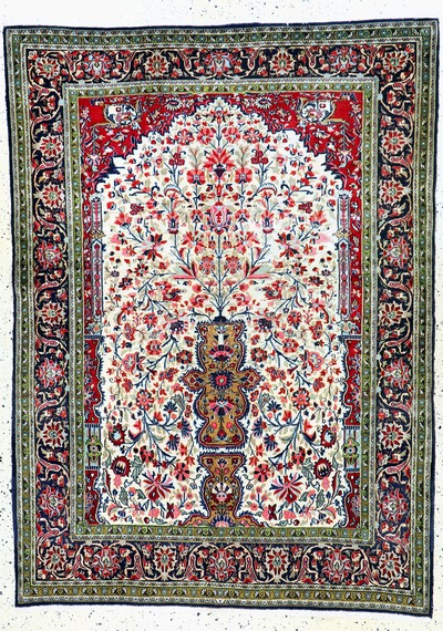 Image Qum cork, Persia, mid-20th century, corkwool on cotton, approx. 198 x 143 cm, condition: ...