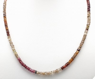 Image Kette mit Saphiren, GG 375/000, mehrfarbige Saphire im fac. Rondellschliff, Naturfarben, ...
