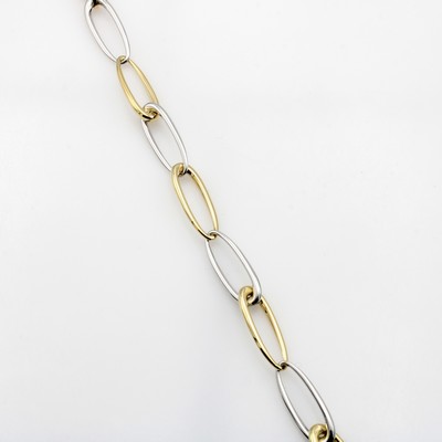Image Gliederarmband, GG/WG 585/000, ovale Glieder, GG u. WG im Wechsel, Karabinerschl., L. ...