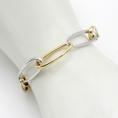 27146951a - Gliederarmband, GG/WG 585/000, ovale Glieder, GG u. WG im Wechsel, Karabinerschl., L. ...