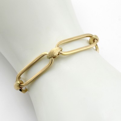 27146974a - Gliederarmband, GG 585/000, ovale Glieder, rautenförm. Elemente feinsatiniert, ...