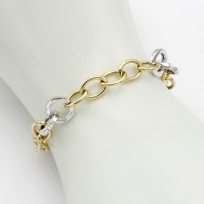 27146997a - Gliederarmband, GG/WG 585/000, ovale Gliederin GG,, runde Glieder in WG, runder ...