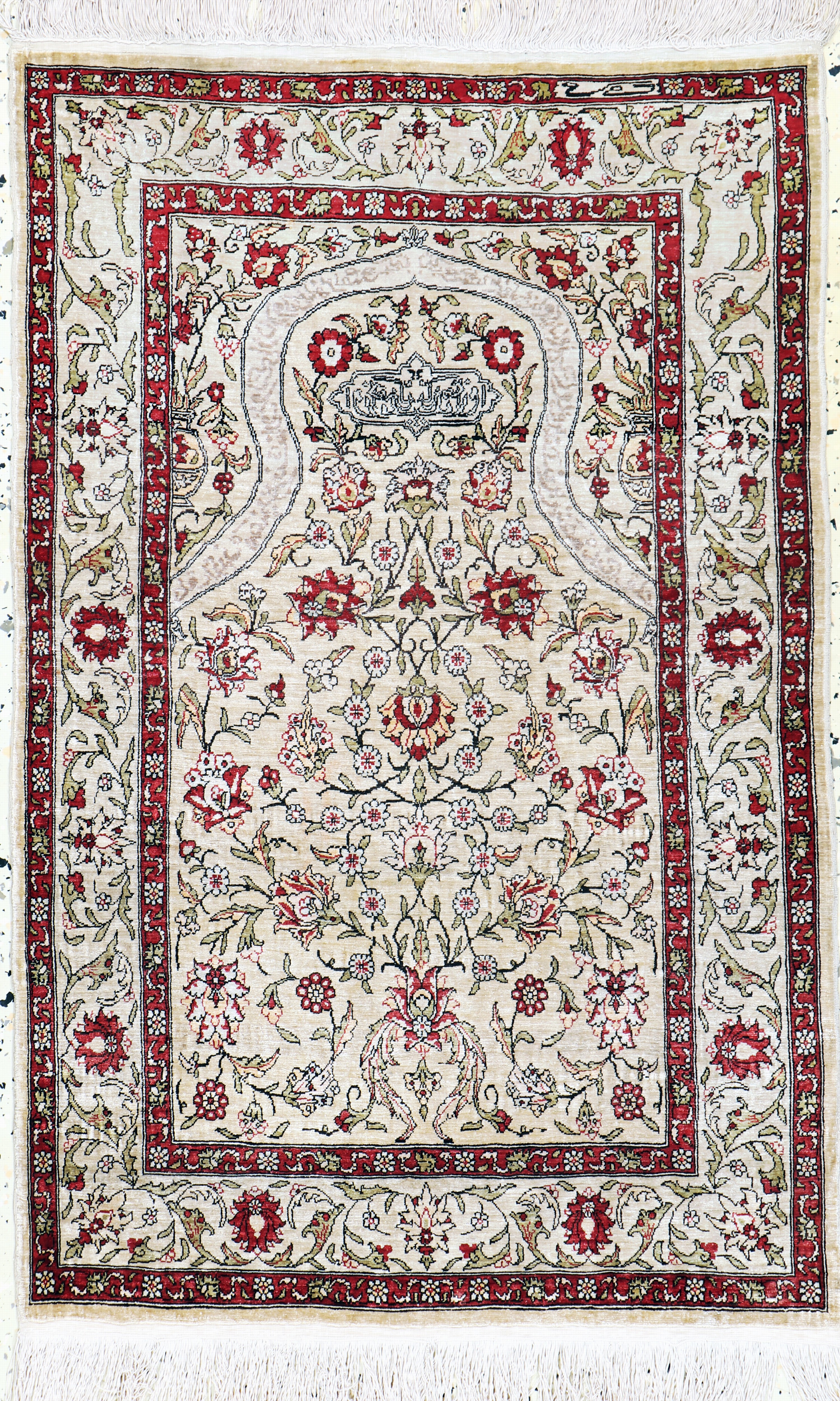 Image 27147089 - Hereke Seide fein Türkei, signiert´Özipek´,Mitte 20.Jhd, reine Naturseide, ca. 92 x ...