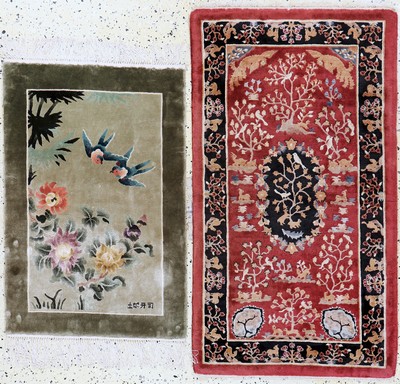 Image 2 Lots Seidenteppiche, China, Ende 20.Jhd, reine Naturseide, ca. 125 x 70 cm, EHZ: 2 ...
