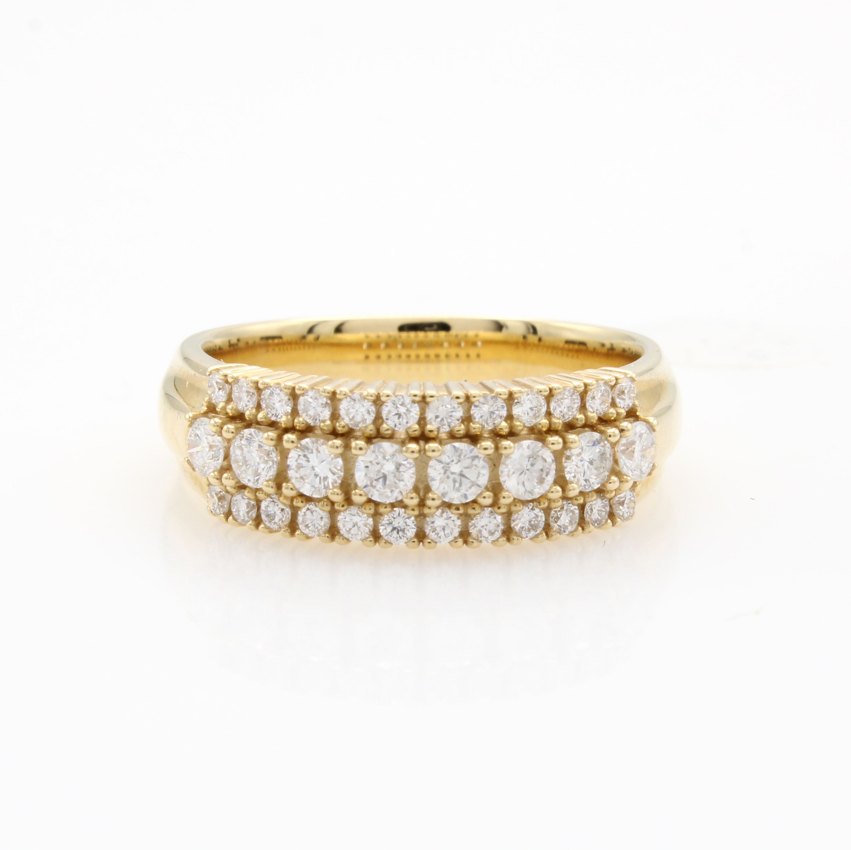 Image 27147147 - Ring mit Brillanten, GG 585/000, Brill. in 3 Reihen gef. (mittig l. erhöht) zus. ca. ...